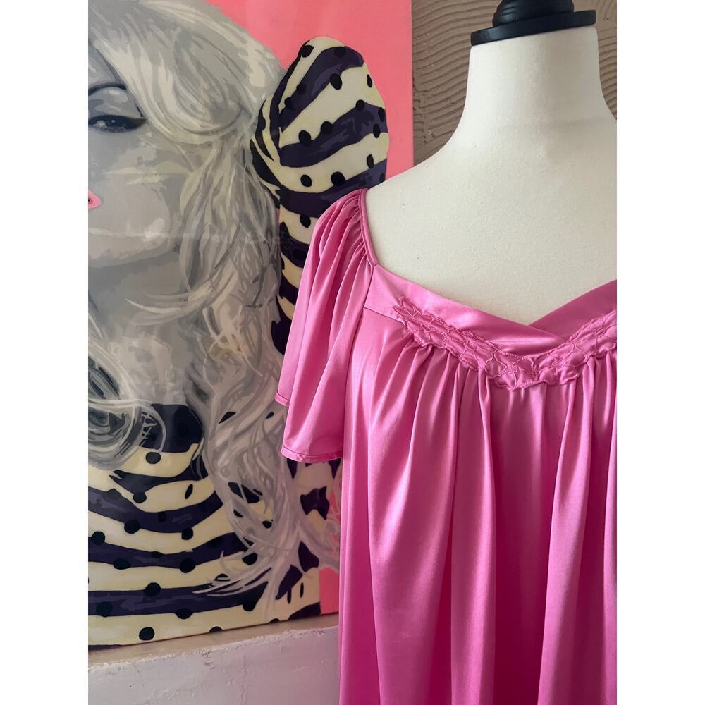 Vintage Night Gown, Pink, Vanity Fair 80s Retro, Large Slip